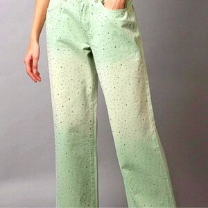 008 - POL Embellished Mint Ombre Jeans